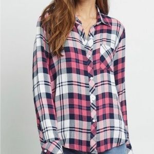 Rails Hunter Button-Down in pink and navy